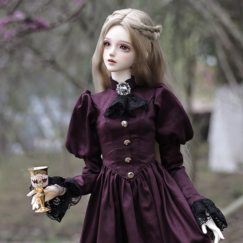 Vintage Toy Collector - Elina-Robe violette aristocratique vintage pour femme,
