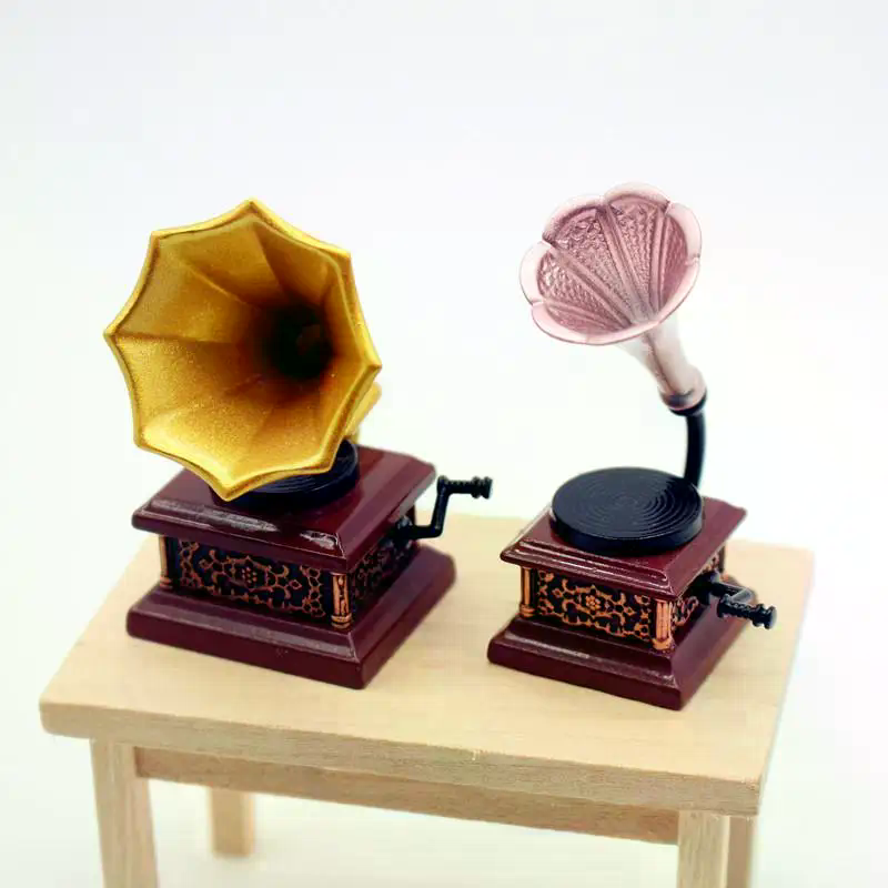 Vintage Toy Collector - Maison de poupée Vintage phonographe Miniatures