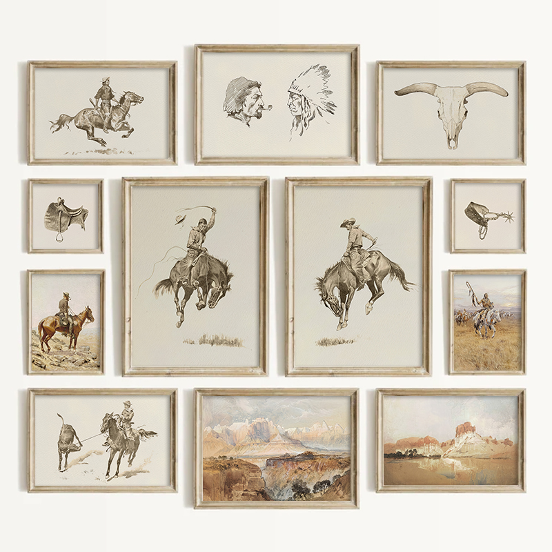 Vintage Toy Collector - Décoration murale style cowboy sud-ouest, impressions